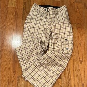 Beige Plaid Cargo Pants. Ski pants for women or men.
Gently used